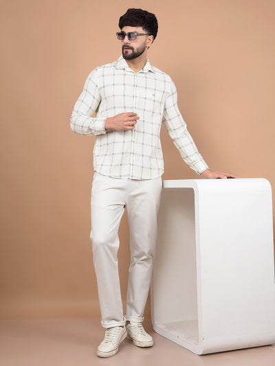 White Checked Shirt-Men Shirts-Crimsoune Club