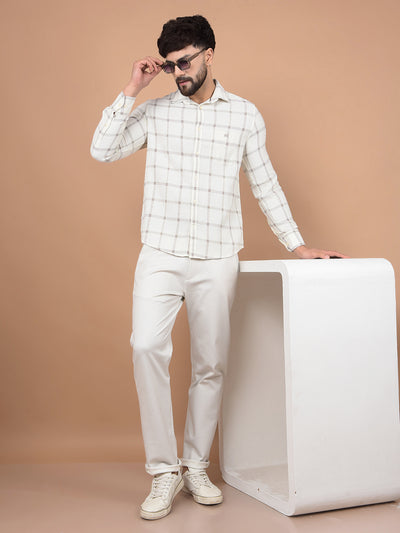 White Checked Shirt-Men Shirts-Crimsoune Club