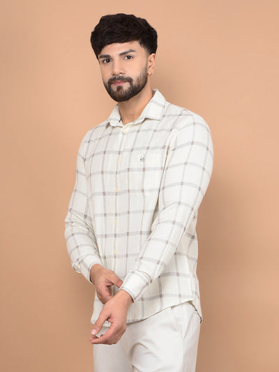 White Checked Shirt-Men Shirts-Crimsoune Club