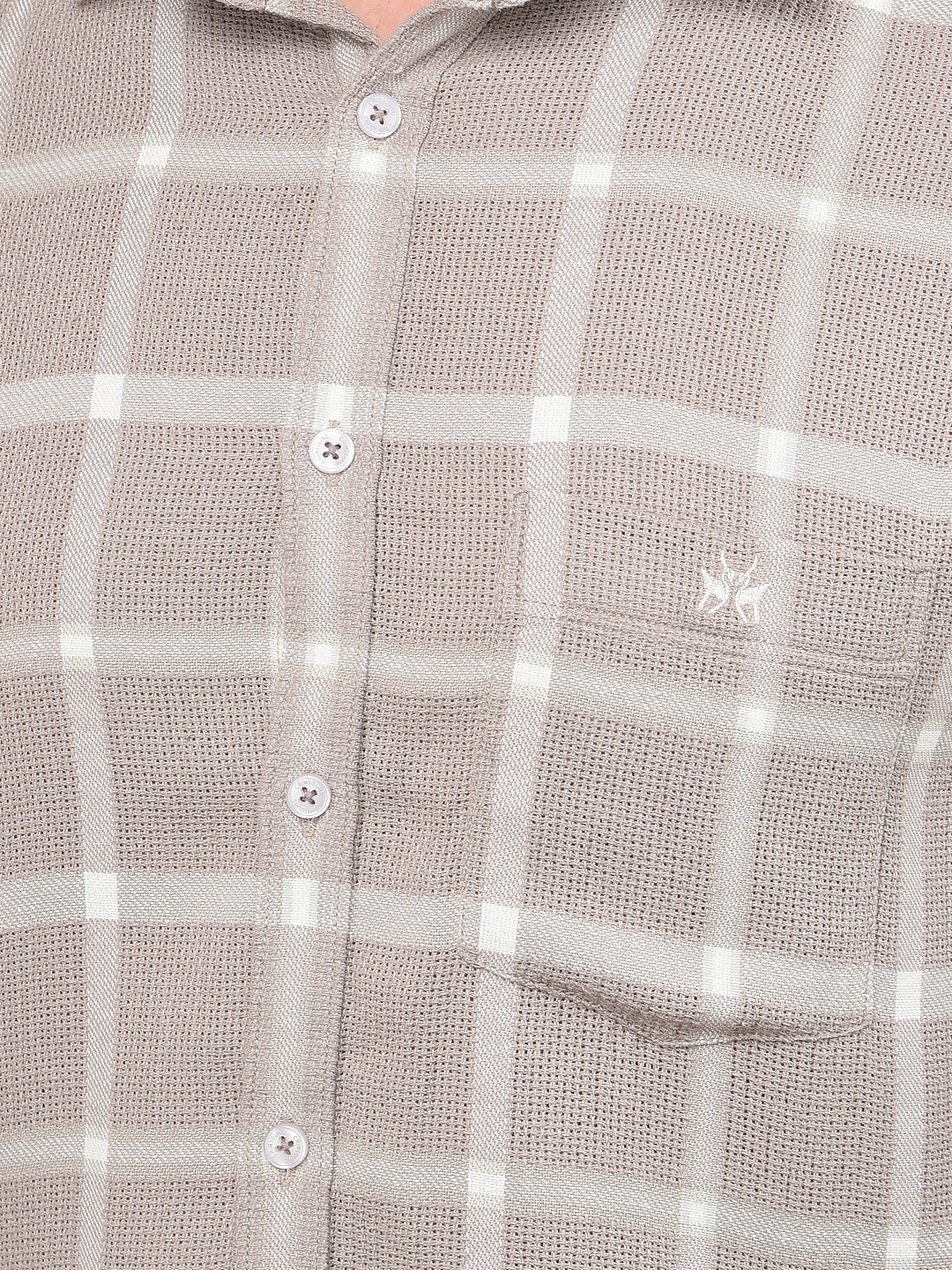 Beige Checked Shirt-Men Shirts-Crimsoune Club