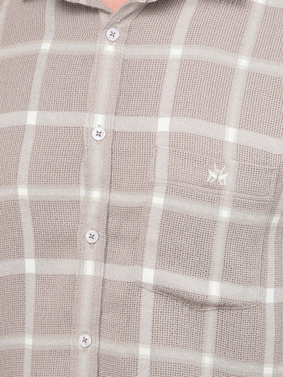 Beige Checked Shirt-Men Shirts-Crimsoune Club