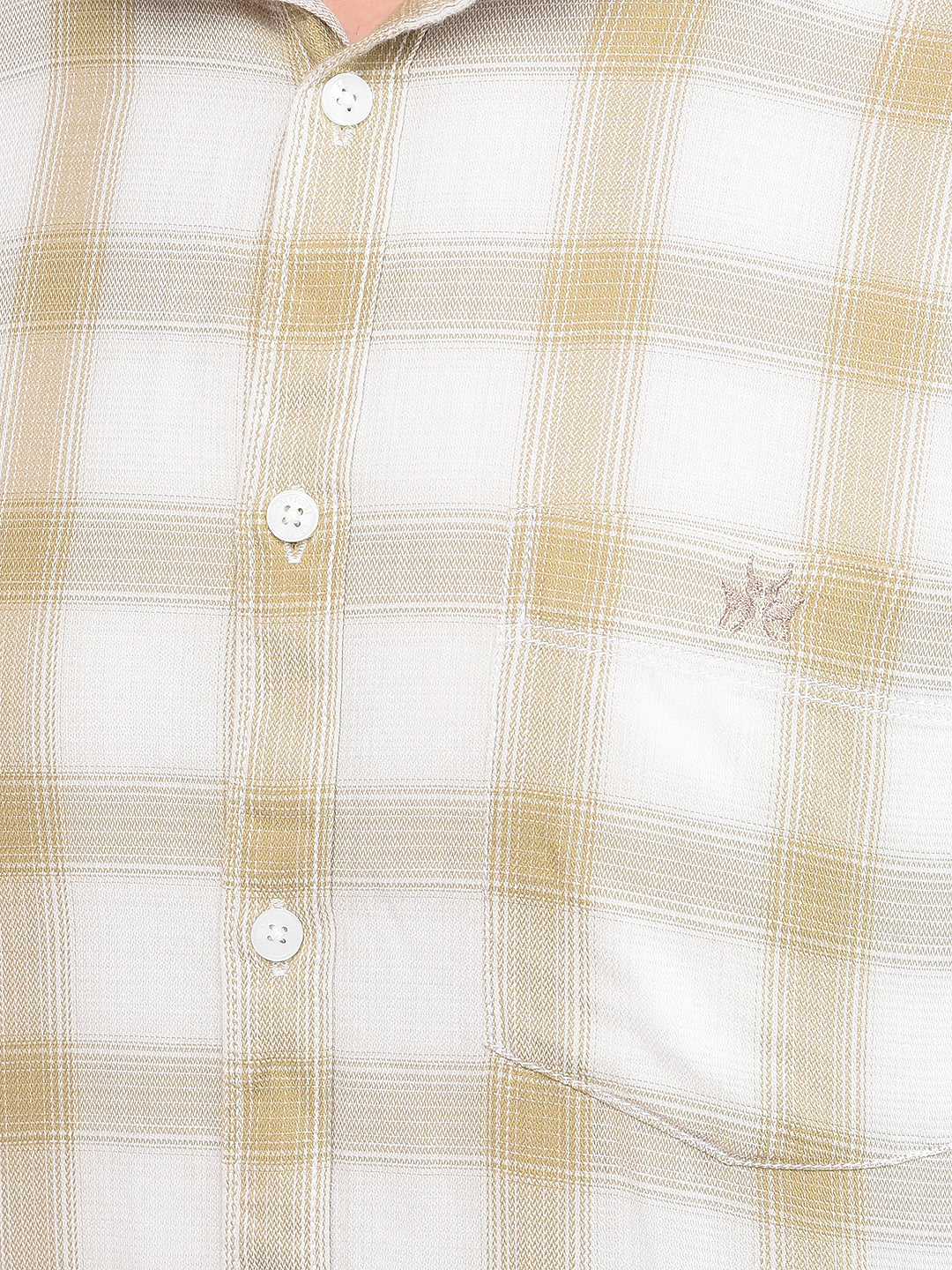 Beige Checked 100% Cotton Shirt-Men Shirts-Crimsoune Club