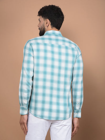 Green Checked 100% Cotton Shirt-Men Shirts-Crimsoune Club