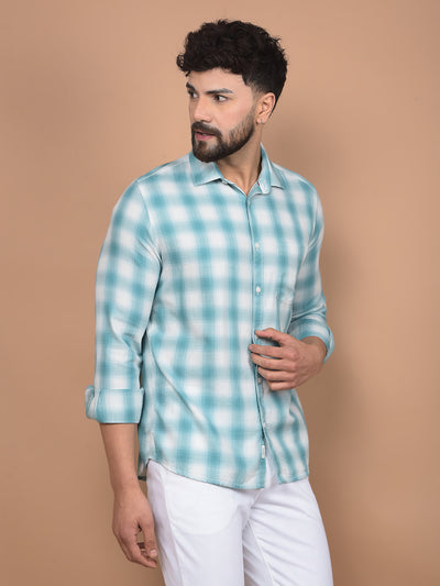 Green Checked 100% Cotton Shirt-Men Shirts-Crimsoune Club