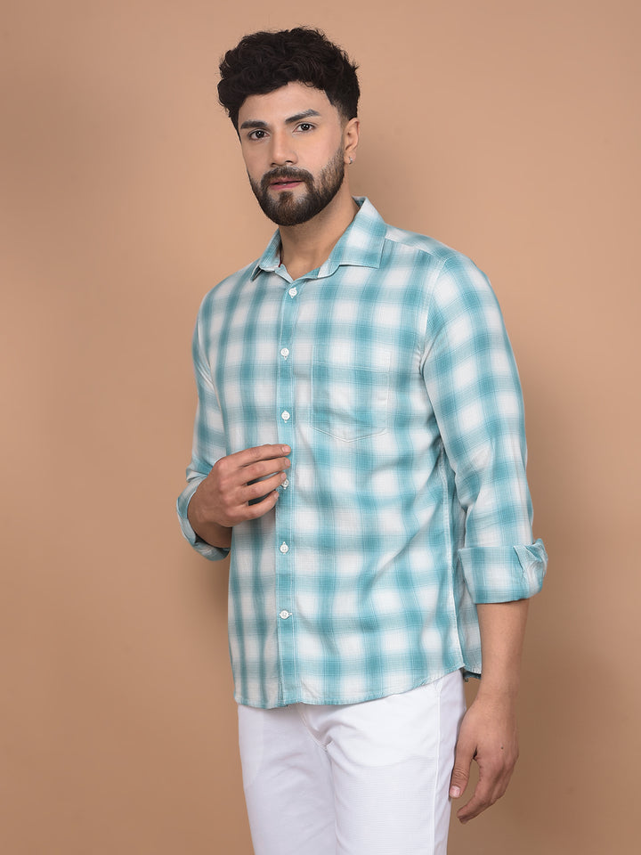 Green Checked 100% Cotton Shirt-Men Shirts-Crimsoune Club