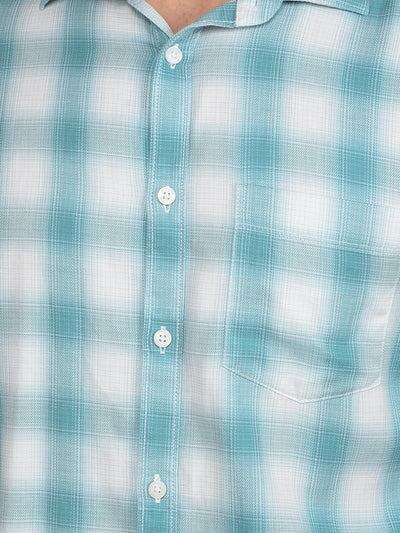 Green Checked 100% Cotton Shirt-Men Shirts-Crimsoune Club