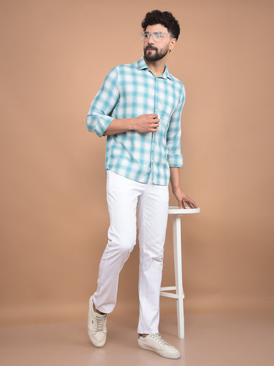 Green Checked 100% Cotton Shirt-Men Shirts-Crimsoune Club