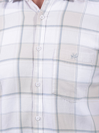 Beige Checked 100% Cotton Shirt-Men Shirts-Crimsoune Club