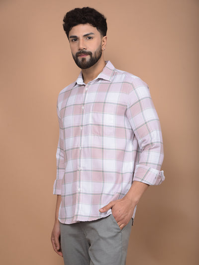 Pink Checked 100% Cotton Shirt-Men Shirts-Crimsoune Club