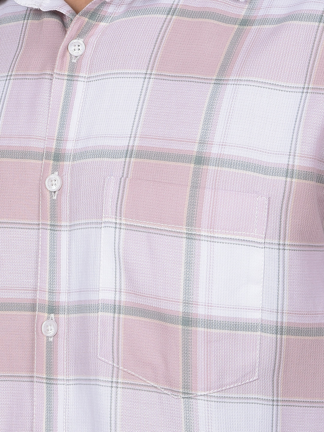 Pink Checked 100% Cotton Shirt-Men Shirts-Crimsoune Club