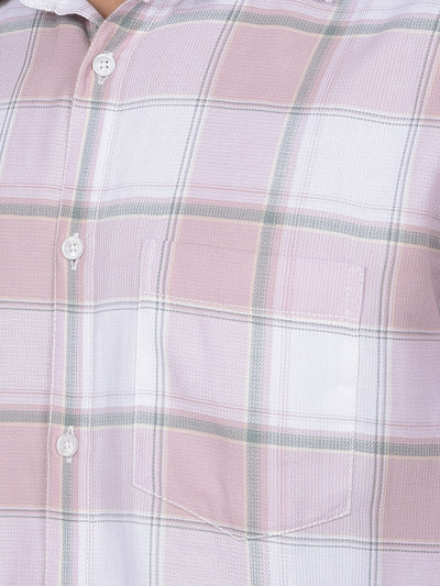 Pink Checked 100% Cotton Shirt-Men Shirts-Crimsoune Club