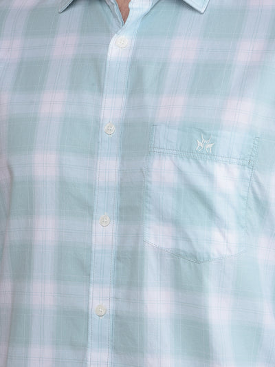 Green Checked 100% Cotton Shirt-Men Shirts-Crimsoune Club