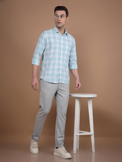 Green Checked 100% Cotton Shirt-Men Shirts-Crimsoune Club