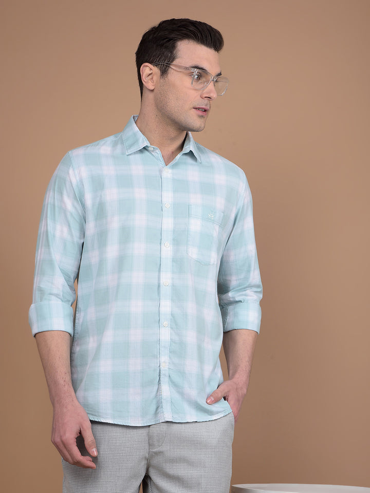 Green Checked 100% Cotton Shirt-Men Shirts-Crimsoune Club