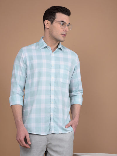 Green Checked 100% Cotton Shirt-Men Shirts-Crimsoune Club