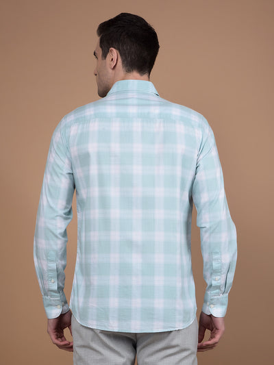 Green Checked 100% Cotton Shirt-Men Shirts-Crimsoune Club