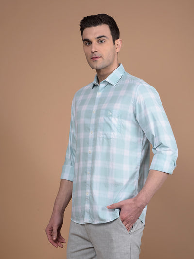 Green Checked 100% Cotton Shirt-Men Shirts-Crimsoune Club