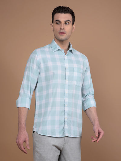 Green Checked 100% Cotton Shirt-Men Shirts-Crimsoune Club