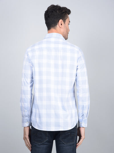 Blue Checked 100% Cotton Shirt-Men Shirts-Crimsoune Club