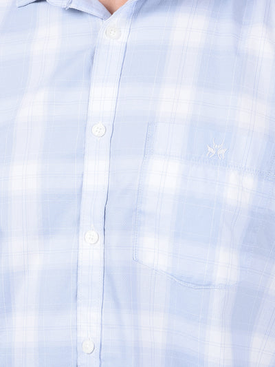Blue Checked 100% Cotton Shirt-Men Shirts-Crimsoune Club
