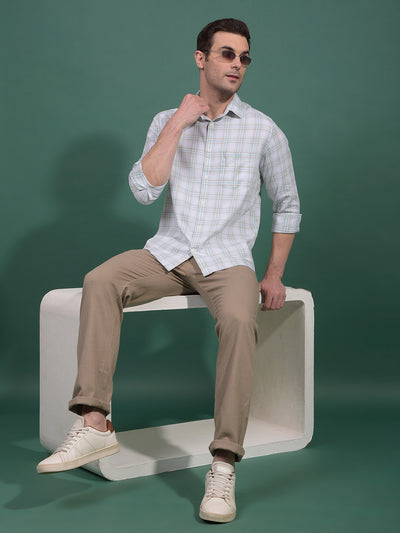 Green Checked 100% Cotton Shirt-Men Shirts-Crimsoune Club