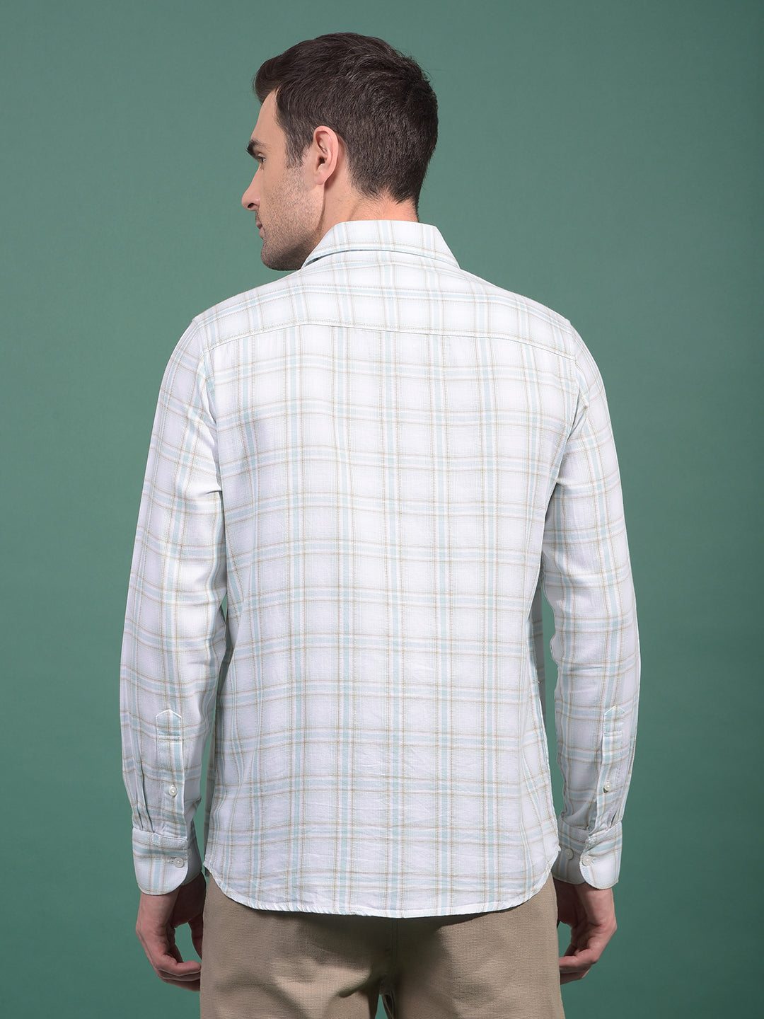 Green Checked 100% Cotton Shirt-Men Shirts-Crimsoune Club