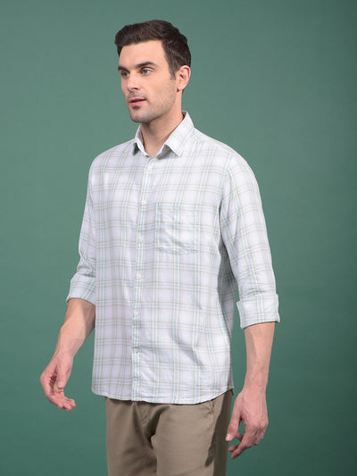 Green Checked 100% Cotton Shirt-Men Shirts-Crimsoune Club