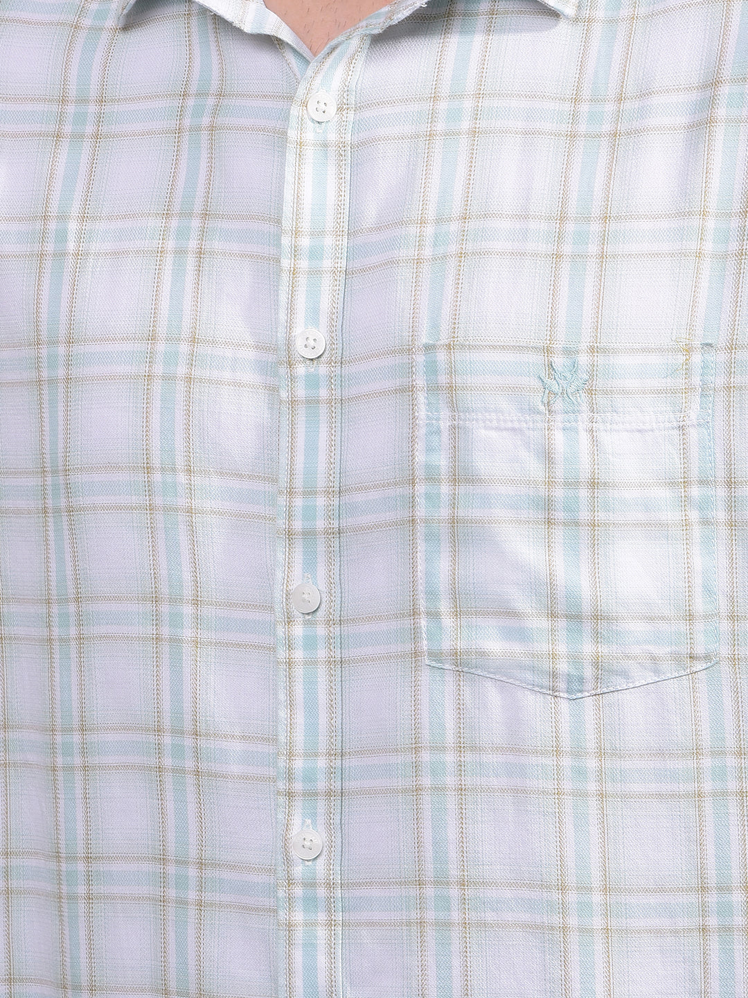 Green Checked 100% Cotton Shirt-Men Shirts-Crimsoune Club