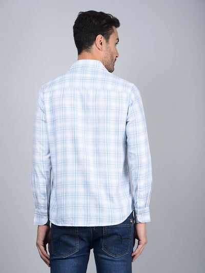 Blue Checked 100% Cotton Shirt-Men Shirts-Crimsoune Club