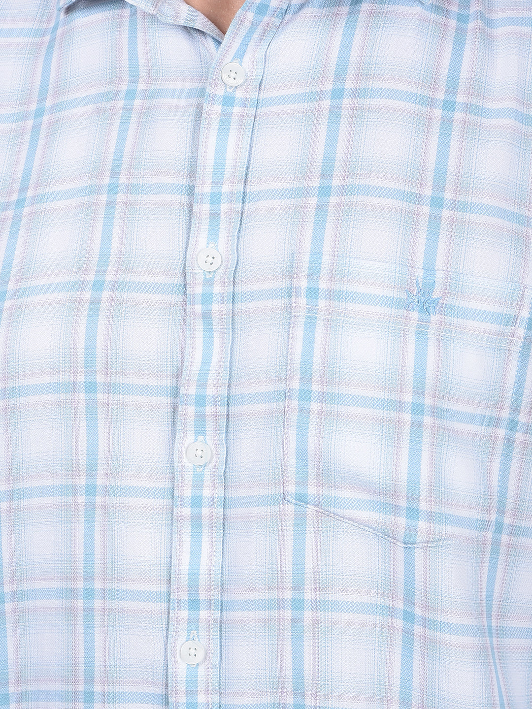 Blue Checked 100% Cotton Shirt-Men Shirts-Crimsoune Club
