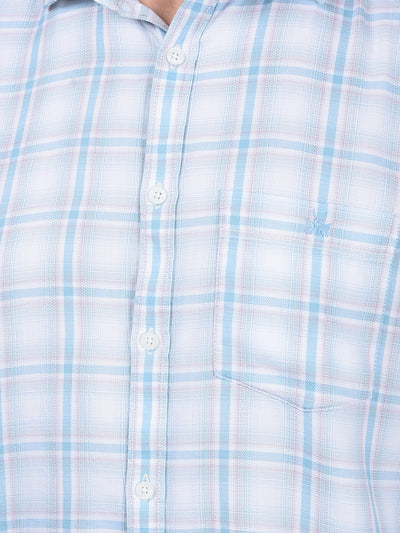 Blue Checked 100% Cotton Shirt-Men Shirts-Crimsoune Club