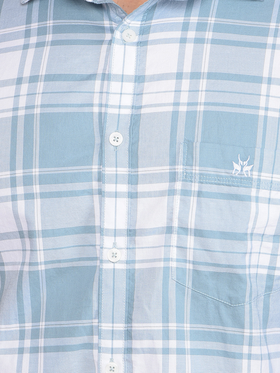 Blue Checked 100% Cotton Shirt-Men Shirts-Crimsoune Club