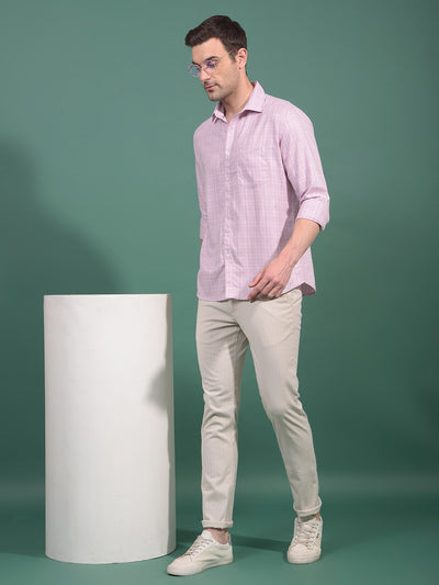 Pink Checked 100% Cotton Shirt-Men Shirts-Crimsoune Club