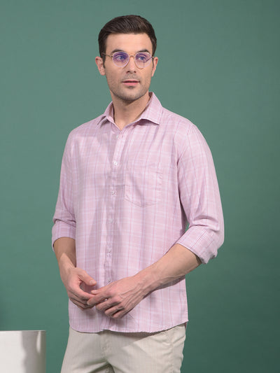 Pink Checked 100% Cotton Shirt-Men Shirts-Crimsoune Club