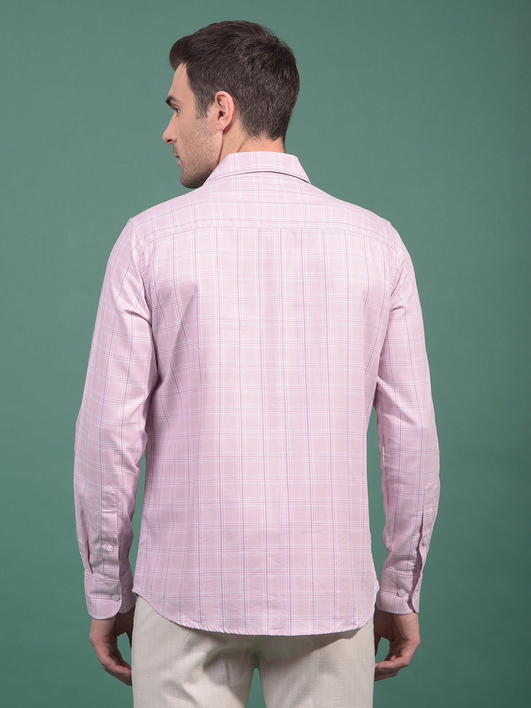 Pink Checked 100% Cotton Shirt-Men Shirts-Crimsoune Club