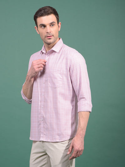 Pink Checked 100% Cotton Shirt-Men Shirts-Crimsoune Club
