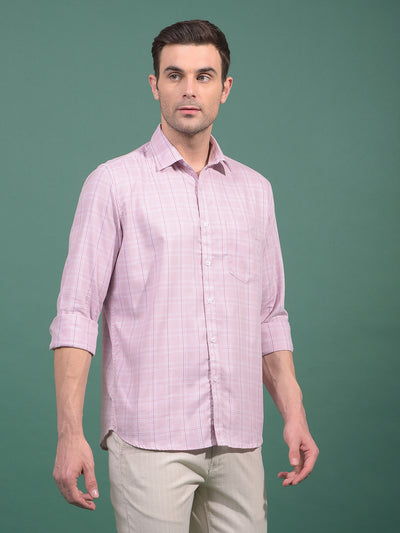Pink Checked 100% Cotton Shirt-Men Shirts-Crimsoune Club