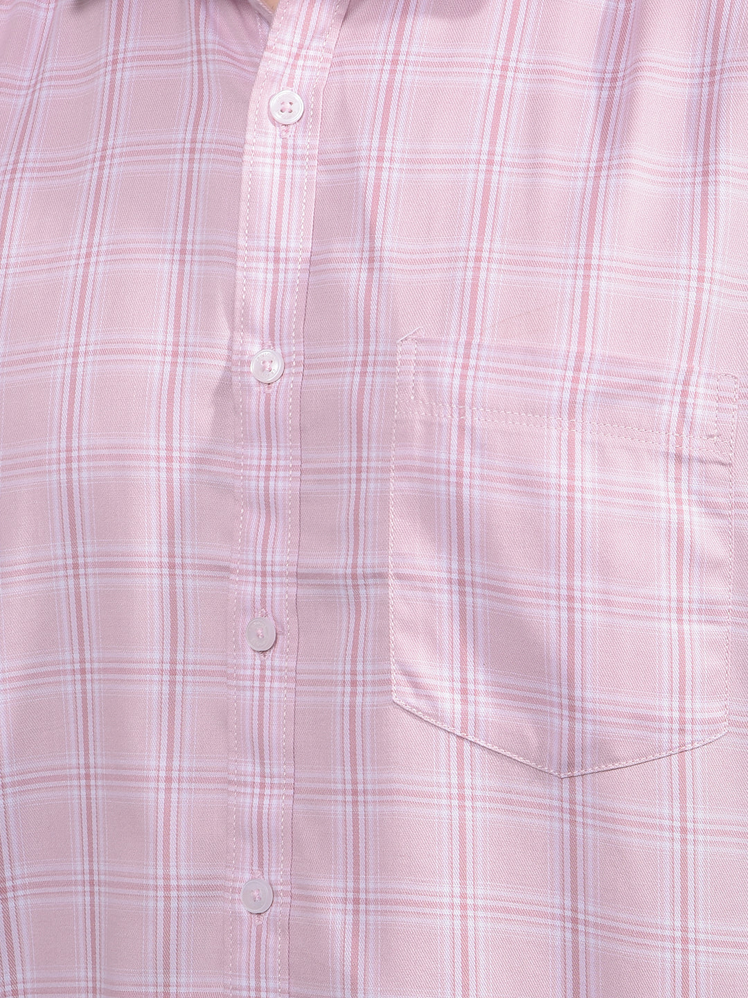 Pink Checked 100% Cotton Shirt-Men Shirts-Crimsoune Club