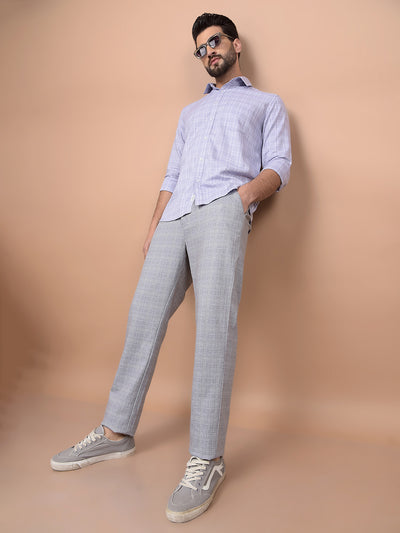 Purple Checked 100% Cotton Shirt-Men Shirts-Crimsoune Club