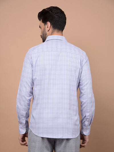 Purple Checked 100% Cotton Shirt-Men Shirts-Crimsoune Club