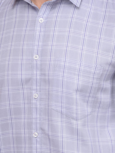Purple Checked 100% Cotton Shirt-Men Shirts-Crimsoune Club