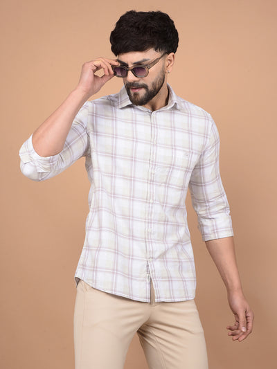 Purple Checked 100% Cotton Shirt-Men Shirts-Crimsoune Club