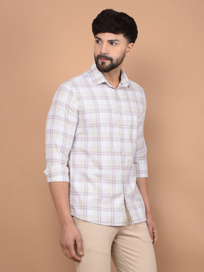 Purple Checked 100% Cotton Shirt-Men Shirts-Crimsoune Club