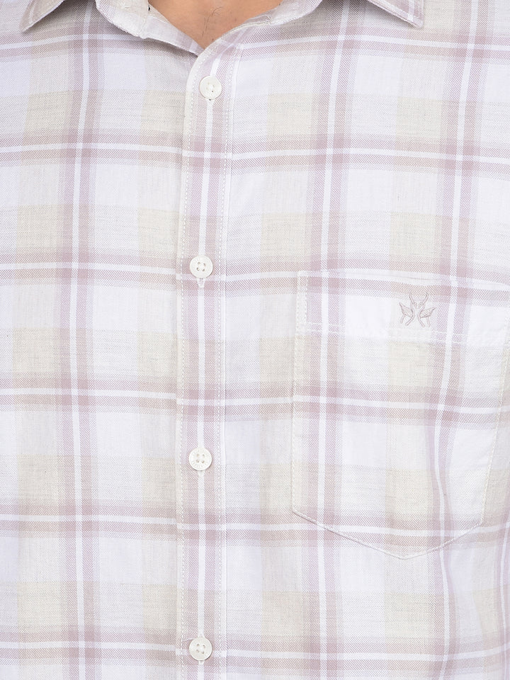 Purple Checked 100% Cotton Shirt-Men Shirts-Crimsoune Club