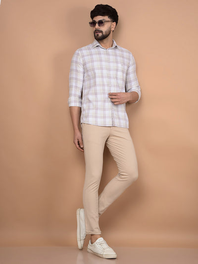 Purple Checked 100% Cotton Shirt-Men Shirts-Crimsoune Club