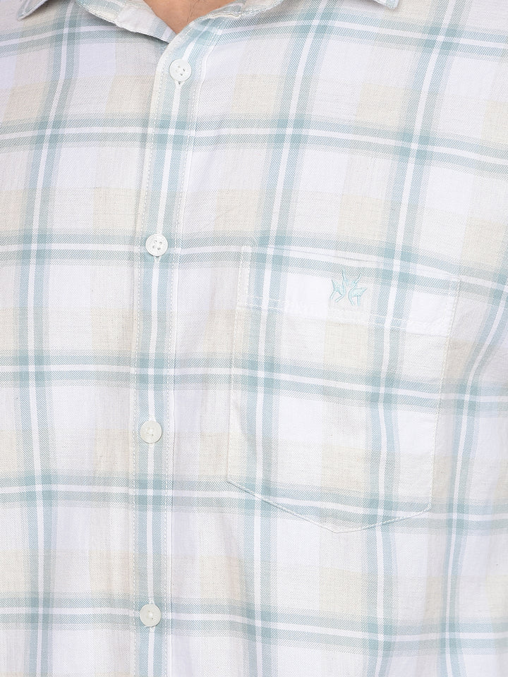 Green Checked 100% Cotton Shirt-Men Shirts-Crimsoune Club
