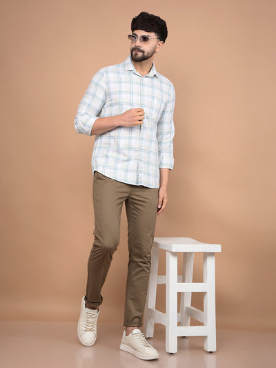 Green Checked 100% Cotton Shirt-Men Shirts-Crimsoune Club