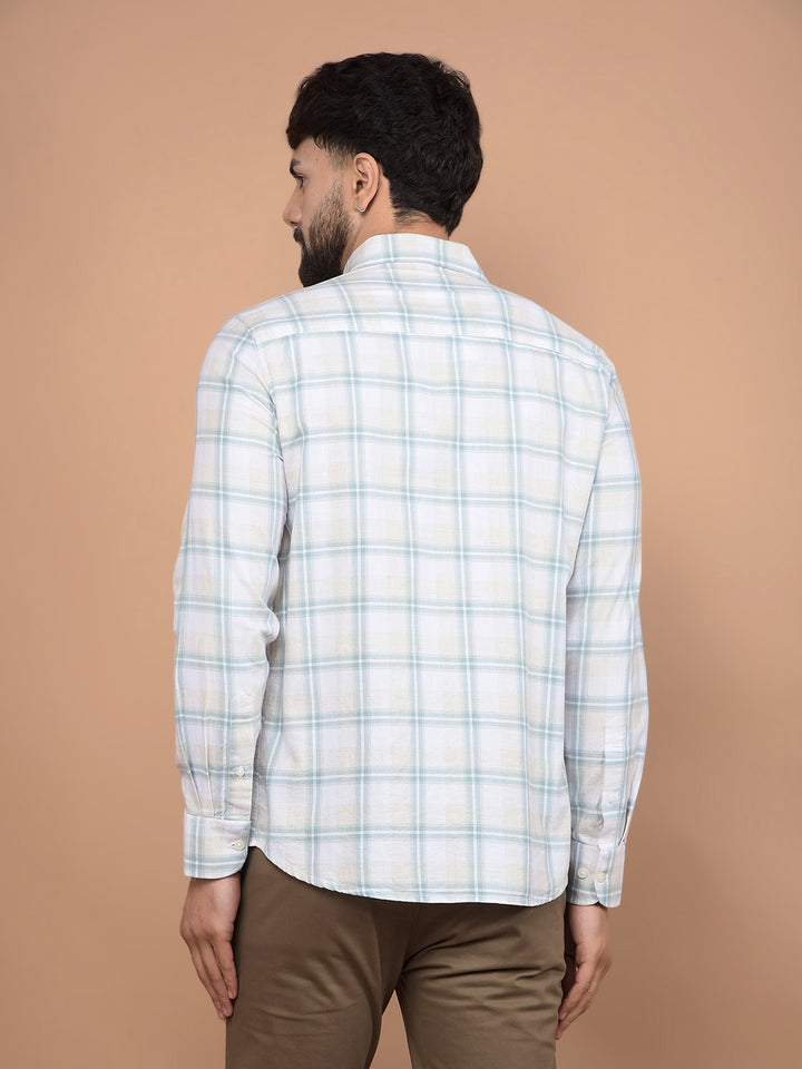 Green Checked 100% Cotton Shirt-Men Shirts-Crimsoune Club