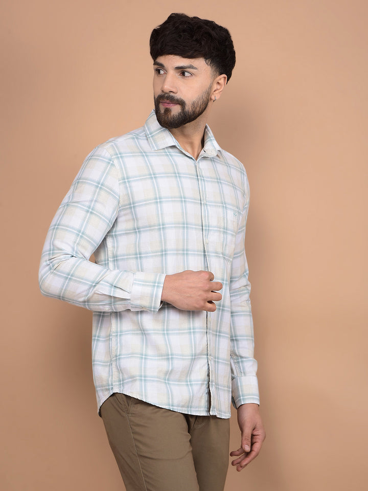 Green Checked 100% Cotton Shirt-Men Shirts-Crimsoune Club