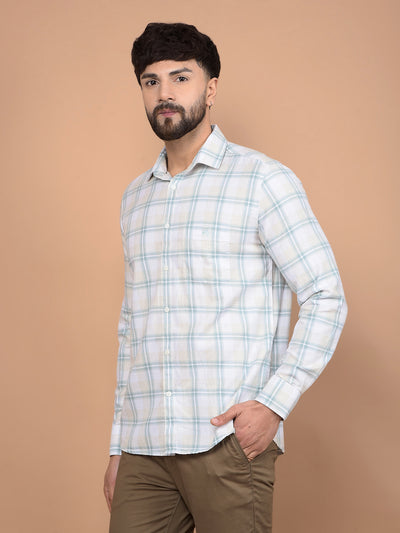 Green Checked 100% Cotton Shirt-Men Shirts-Crimsoune Club